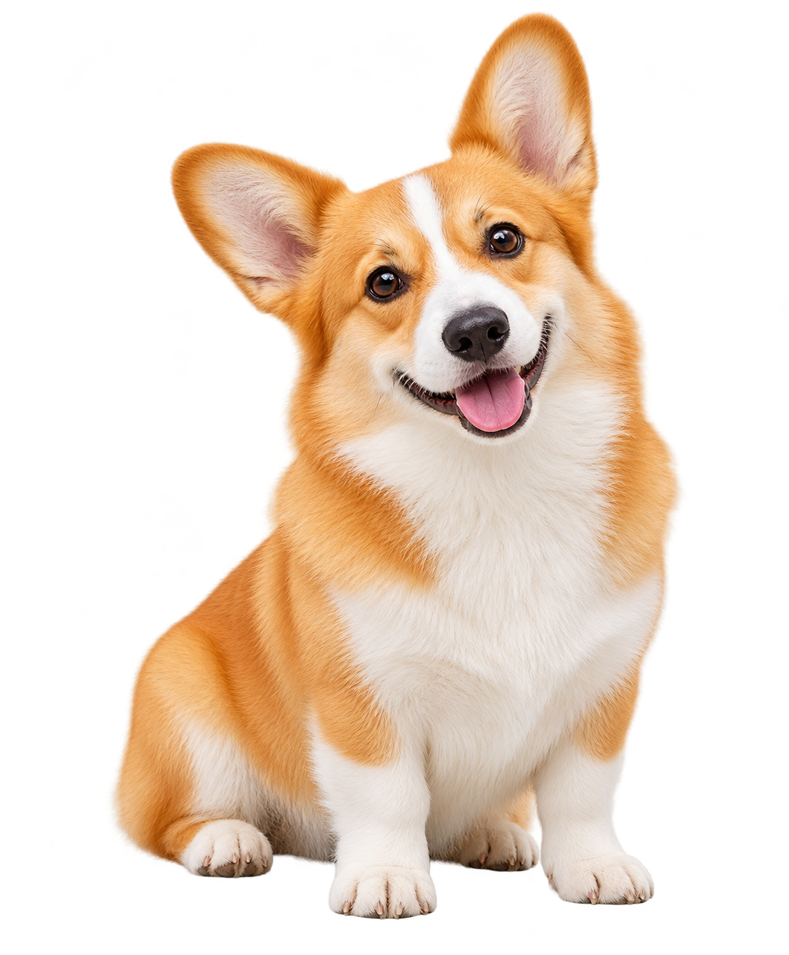 Happy golden and white corgi